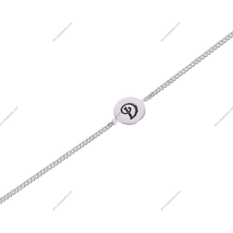 Sterling silver initial bracelet with engraved letter and adjustable chain alternate_image