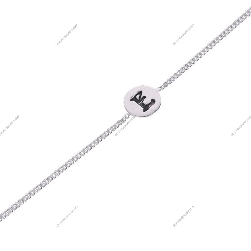 Sterling silver initial bracelet with engraved charm and adjustable chain alternate_image