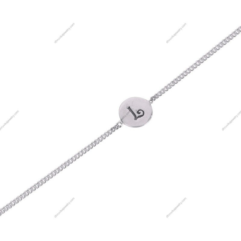 Sterling silver initial bracelet with engraved letter and adjustable chain, elegant and personalized jewelry alternate_image