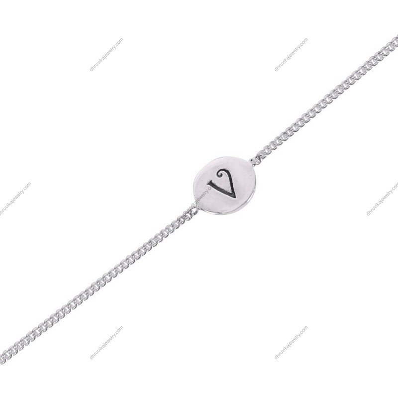 Elegant sterling silver initial bracelet with engraved charm, adjustable chain, and lobster clasp alternate_image