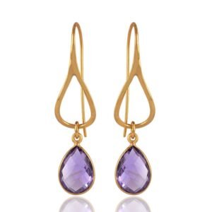 Elegant silver amethyst drop earrings with teardrop gemstone and sterling silver frame main view