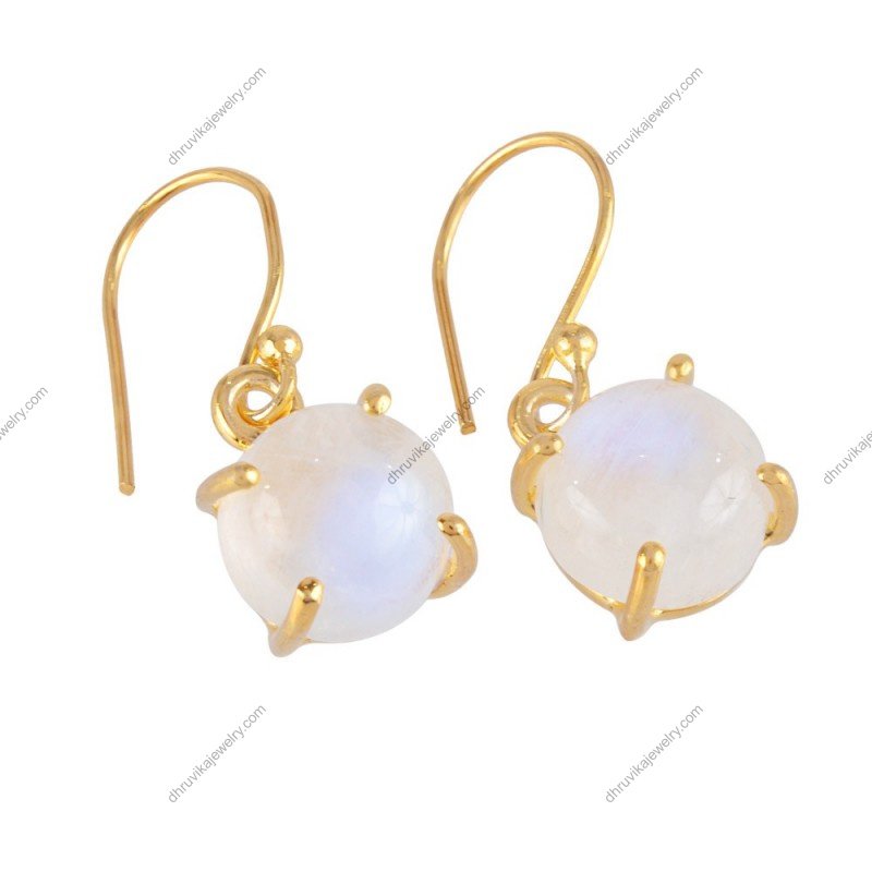 Elegant silver moonstone dangle earrings with sterling silver setting alternate image