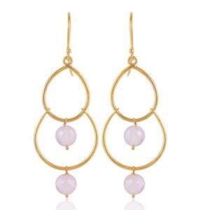 Elegant silver dangle earrings with gemstone accents, featuring a dual-circle design and delicate fishhook closure. main view