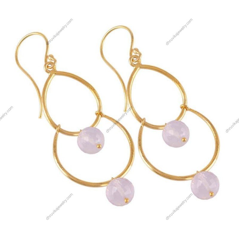 Elegant silver dangle earrings with gemstone accents, featuring a dual-circle design and delicate fishhook closure. alternate image