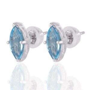 Sterling silver marquise-cut blue topaz stud earrings with push-back clasps main view