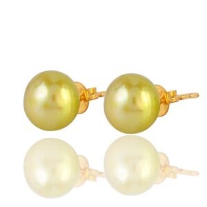 Golden South Sea pearl stud earrings set in 14K gold main view