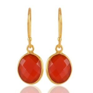 Gold-plated carnelian drop earrings with faceted gemstones and elegant hooks main view