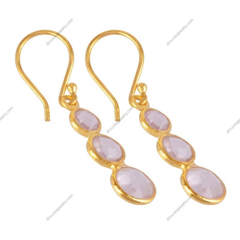 Elegant silver drop earrings with faceted gemstone accents in a classic dangle design alternate image