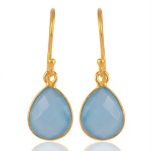 Elegant silver drop earrings with blue chalcedony, handcrafted in sterling silver for a refined look main view