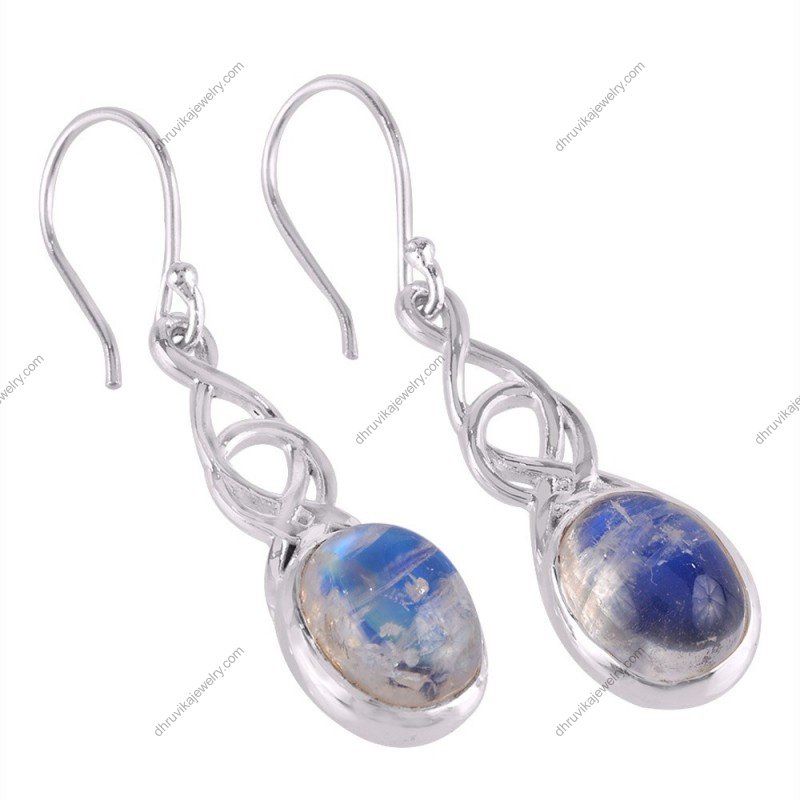 Sterling silver moonstone drop earrings with Celtic-inspired design alternate image