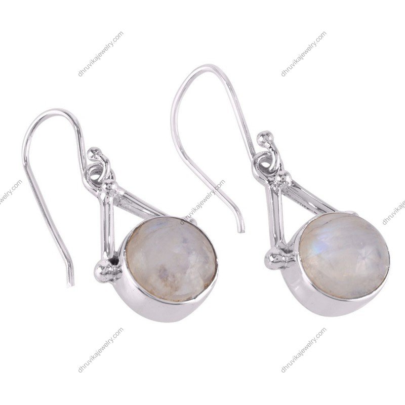 Sterling silver moonstone dangle earrings with handcrafted boho design alternate image