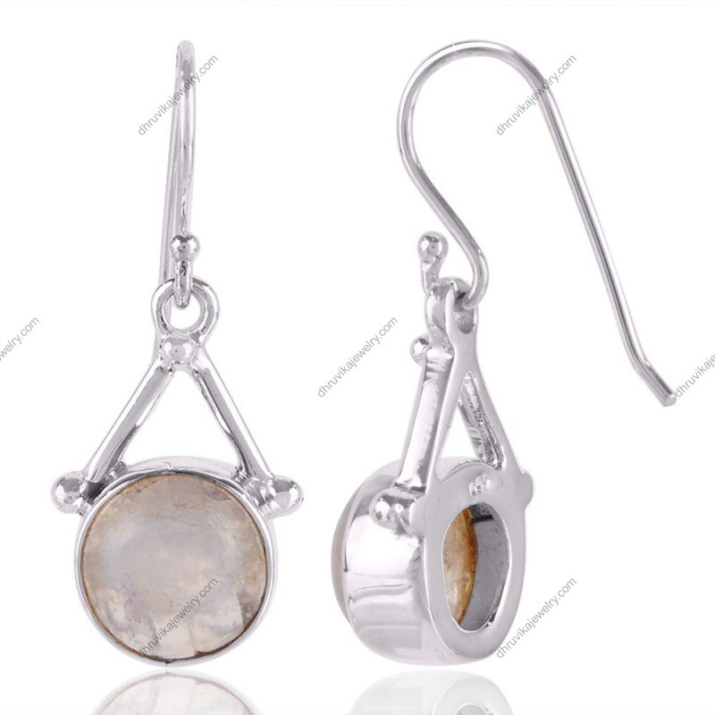 Sterling silver moonstone dangle earrings with handcrafted boho design view1