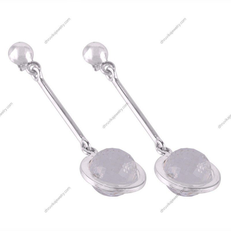 Sterling silver dangle earrings with faceted gemstones and polished finish alternate image