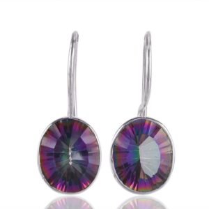 Silver mystic topaz drop earrings with sterling silver lever-back hooks main view