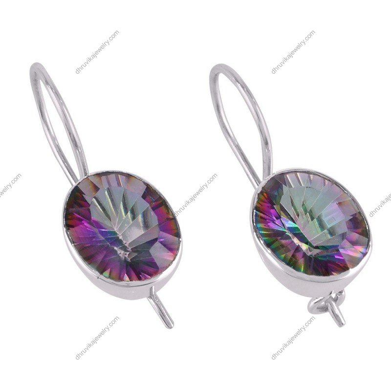 Silver mystic topaz drop earrings with sterling silver lever-back hooks alternate image