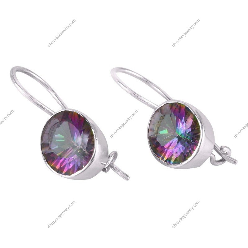 Silver mystic topaz drop earrings with sterling silver lever-back hooks view1