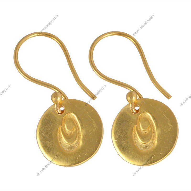 Gold-plated dangle earrings with minimalist swirl design, handcrafted and lightweight alternate image
