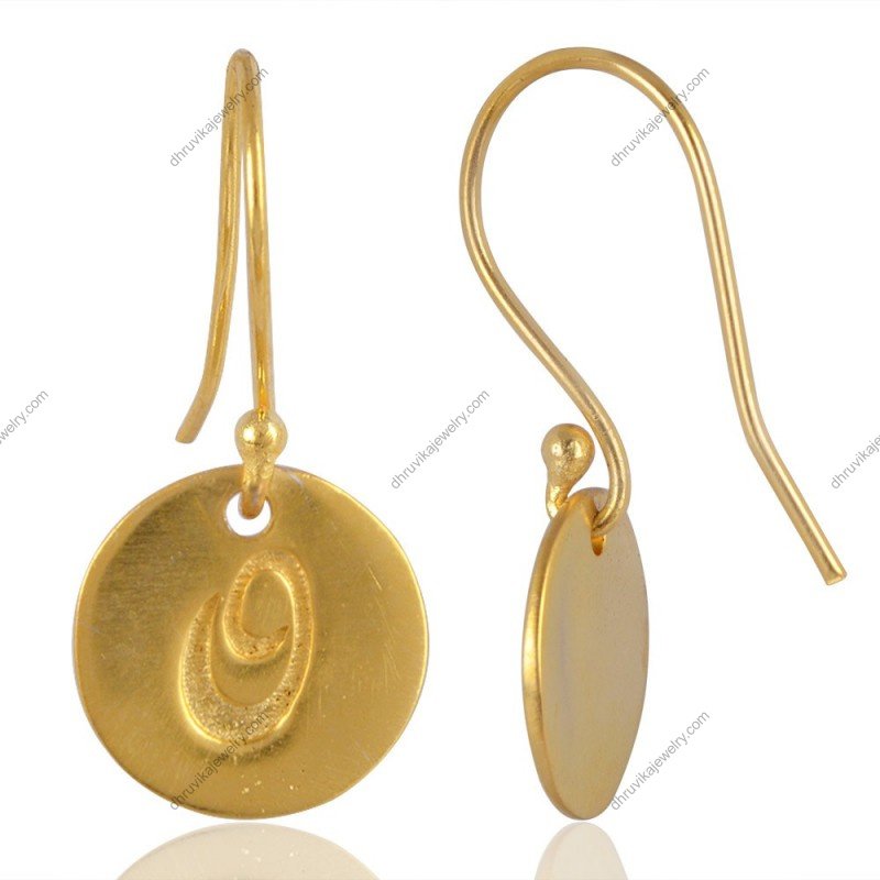 Gold-plated dangle earrings with minimalist swirl design, handcrafted and lightweight view1