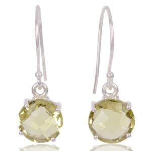 Elegant lemon quartz earrings set in sterling silver with faceted gemstones main view