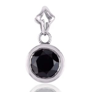 Sterling silver black onyx pendant with star-shaped bail, elegant gemstone jewelry main view