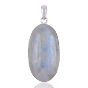 Elegant sterling silver moonstone pendant with natural iridescent glow main view