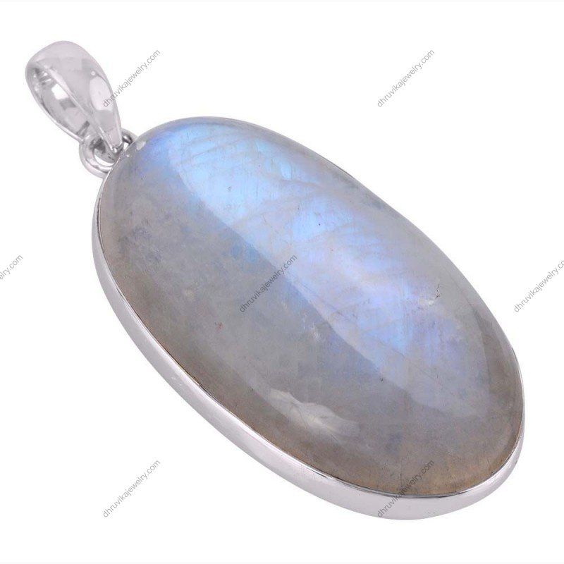 Elegant sterling silver moonstone pendant with natural iridescent glow alternate image