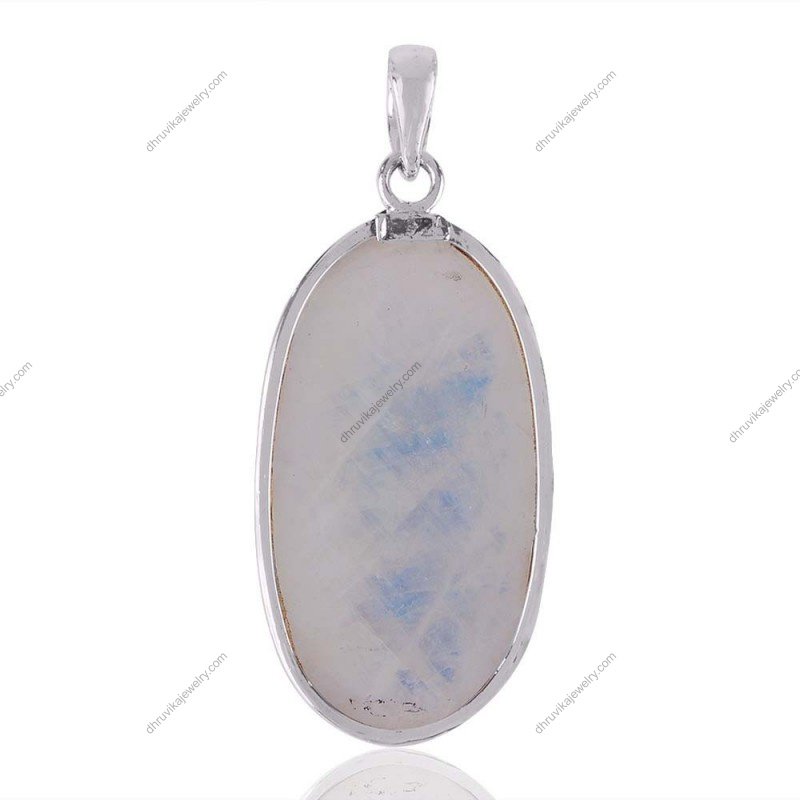 Elegant sterling silver moonstone pendant with natural iridescent glow view1
