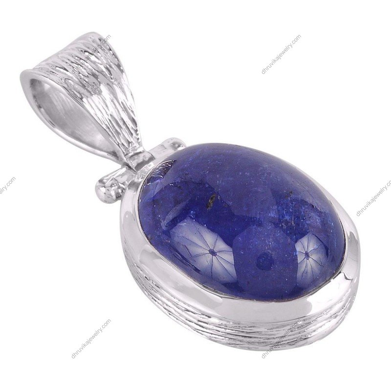Sterling silver tanzanite pendant with oval gemstone, elegant handcrafted jewelry alternate image