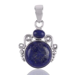 Handcrafted sterling silver lapis lazuli pendant with intricate detailing main view