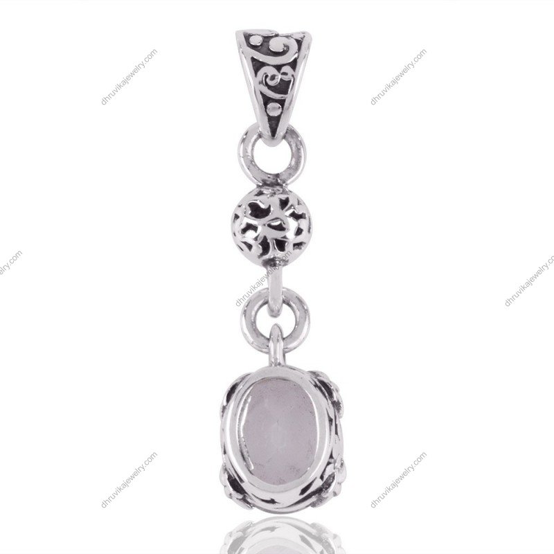 Sterling silver crystal pendant with vintage filigree design, handcrafted elegance and timeless sparkle. view1