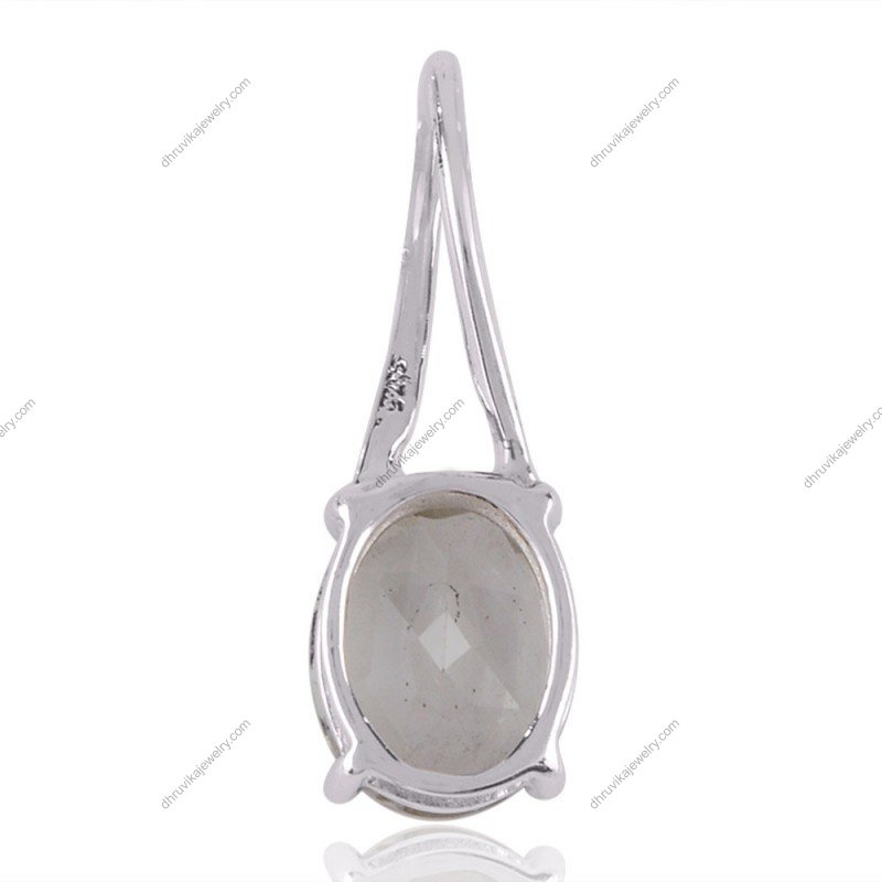 Green amethyst pendant in sterling silver with oval-cut gemstone view1