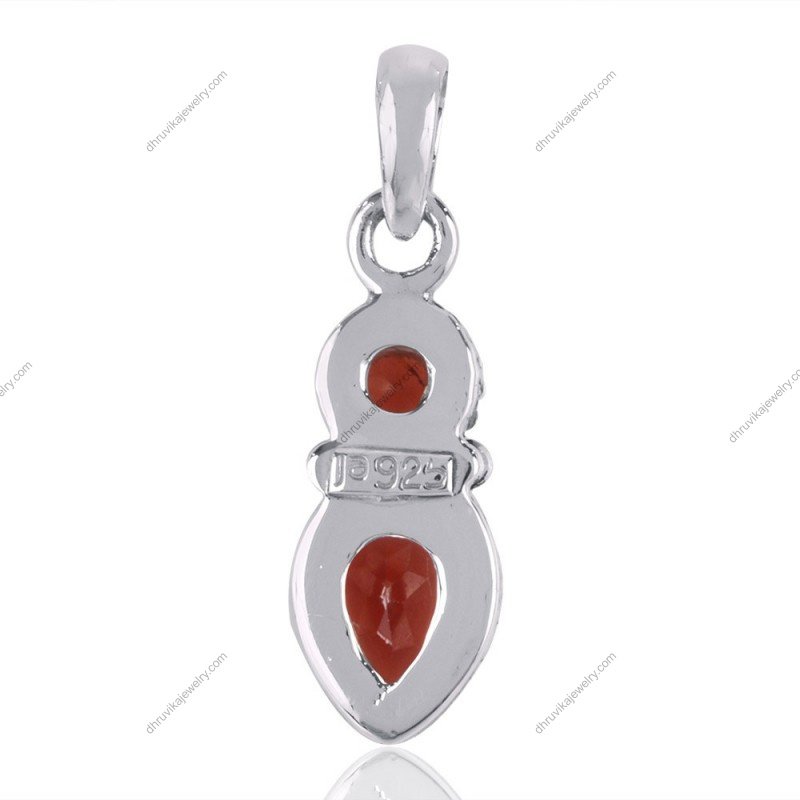 Sterling silver garnet pendant with vintage boho design and intricate detailing view1
