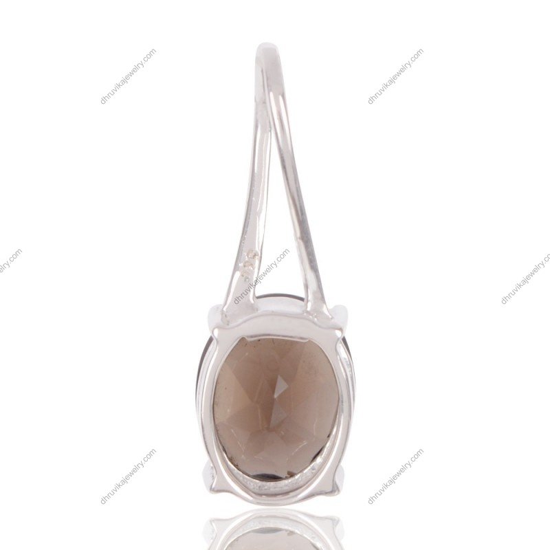 Elegant smoky quartz pendant in sterling silver with oval-cut gemstone view1