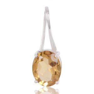 Elegant oval citrine pendant in sterling silver, perfect for any occasion main view