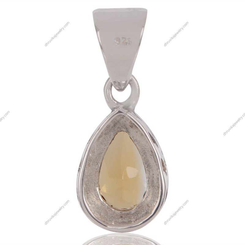 Citrine teardrop pendant in sterling silver with ornate bail, handcrafted gemstone jewelry alternate image