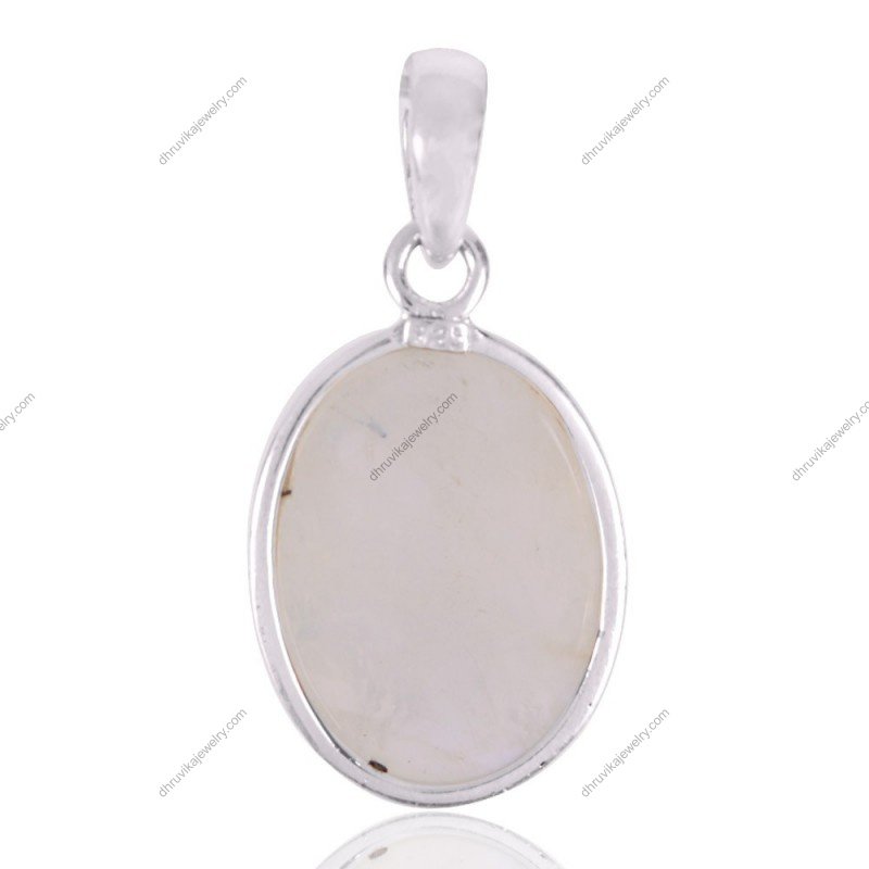 Faceted moonstone pendant in sterling silver with elegant oval design view1