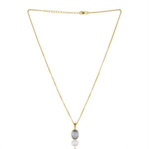 Elegant Blue Topaz pendant necklace in gold with delicate chain main view