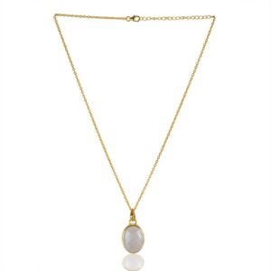 Gold-plated moonstone pendant necklace with faceted gemstone and delicate chain main view