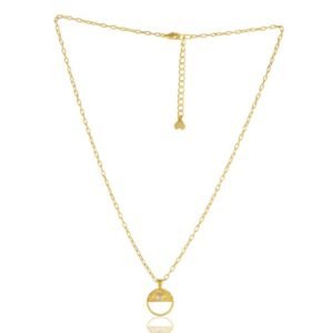 Gold-plated circle pendant necklace for women with adjustable chain main view