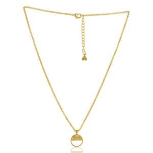 Gold-plated pendant necklace with minimalist design and engraved charm. main view