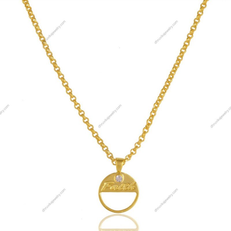 Gold-plated pendant necklace with minimalist design and engraved charm. alternate image