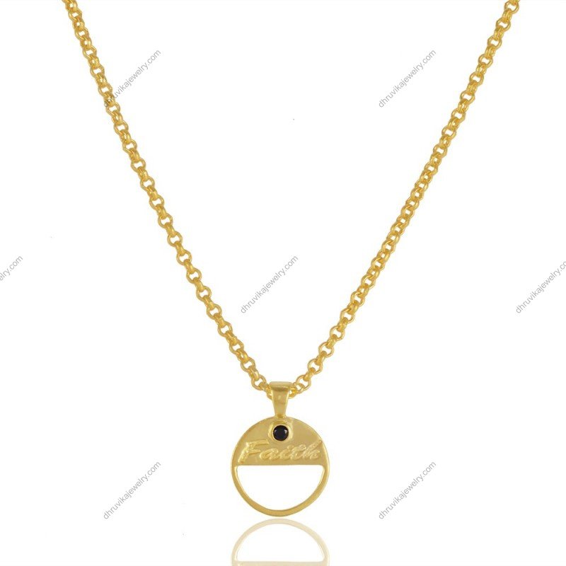 Gold faith pendant necklace with delicate chain, elegant and minimalist jewelry piece alternate image