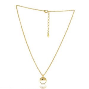 Gold Evil Eye Pendant Necklace with minimalist charm on adjustable chain main view