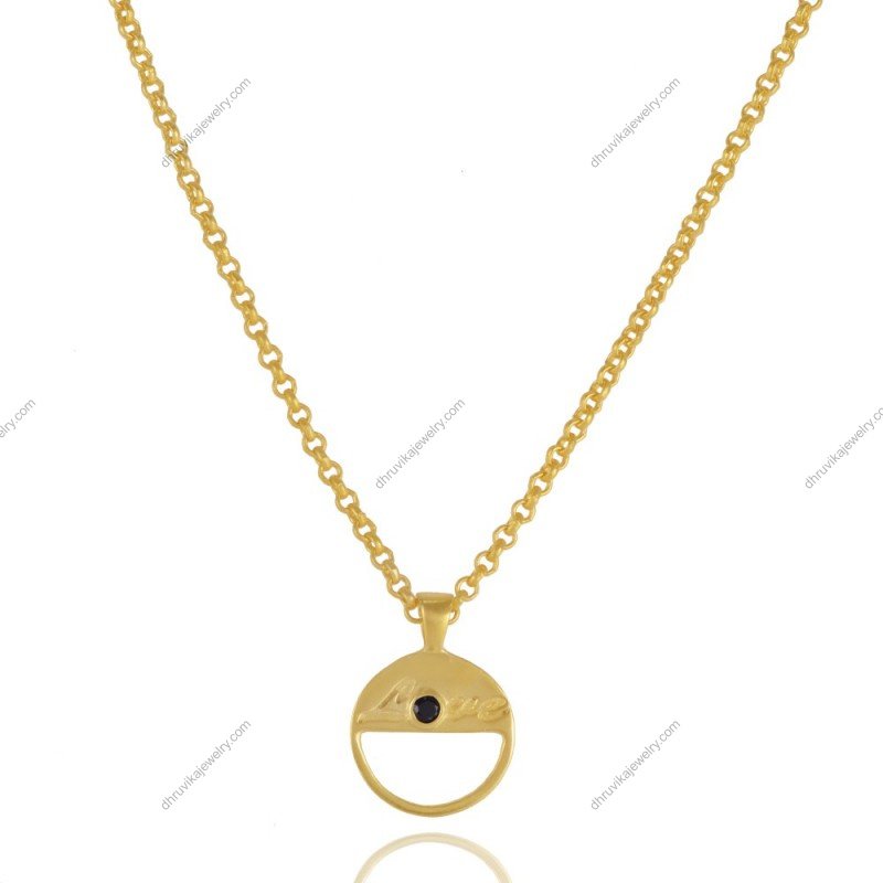 Gold Evil Eye Pendant Necklace with minimalist charm on adjustable chain alternate image