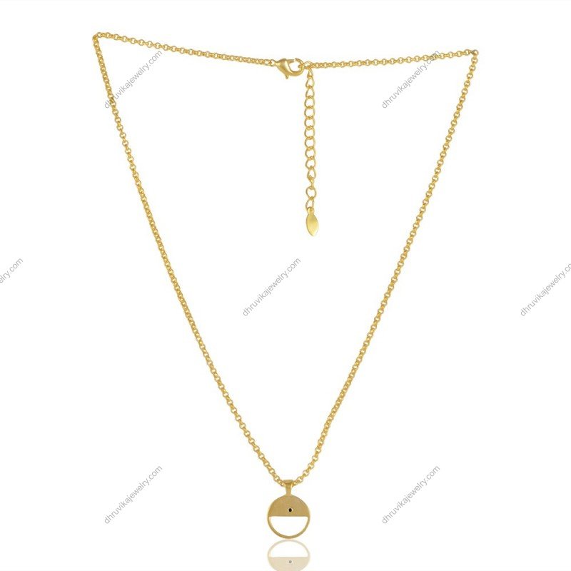 Gold Evil Eye Pendant Necklace with minimalist charm on adjustable chain view1