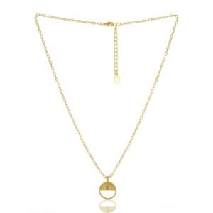 Gold-plated pendant necklace with zircon stone on adjustable chain for elegant styling main view