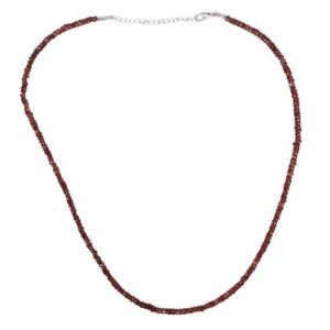 Elegant garnet bead necklace with faceted stones and sterling silver clasp main view