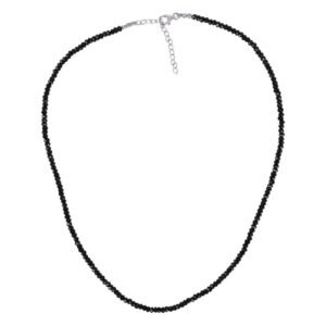 Black spinel beaded necklace with sterling silver clasp, elegant and adjustable for a versatile look. main view