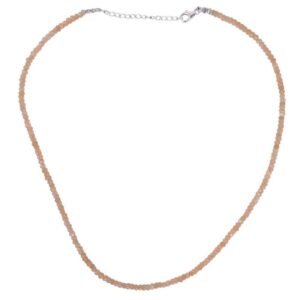 Faceted peach moonstone beaded necklace with sterling silver clasp, delicate and elegant jewelry piece main view