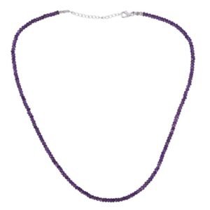 Elegant amethyst beaded necklace with sterling silver clasp, featuring faceted purple gemstones. main view